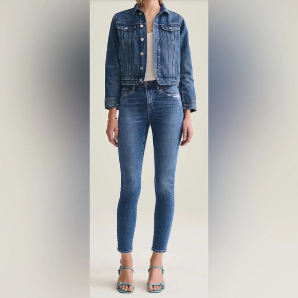 Agolde Sophie Mid Rise Ankle Skinny Jeans Medium Wash Distressed Revolve Sz 28 - Picture 11 of 12